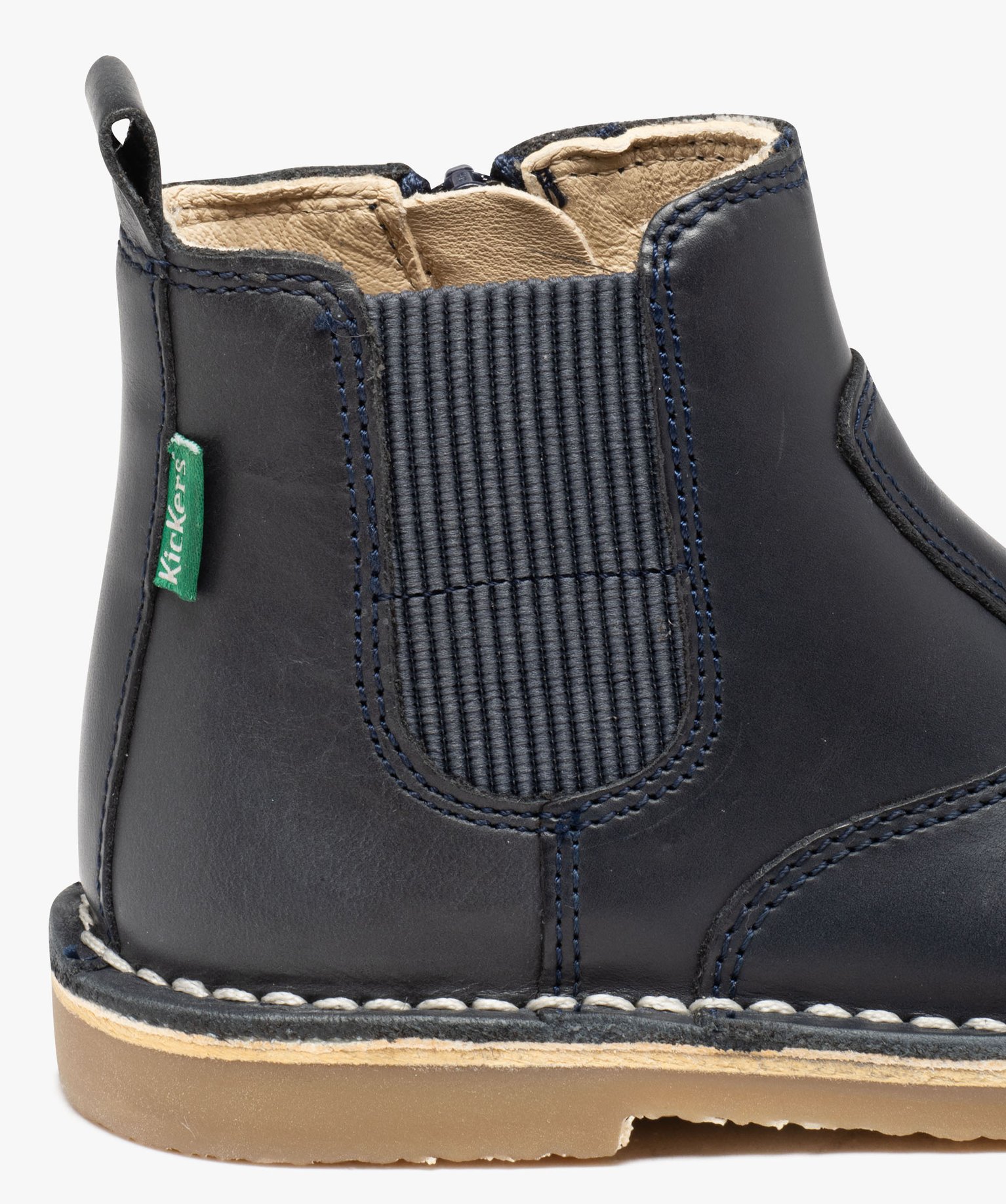 Boots bébé fille unies en cuir style Chelsea - Kickers marine | GEMO