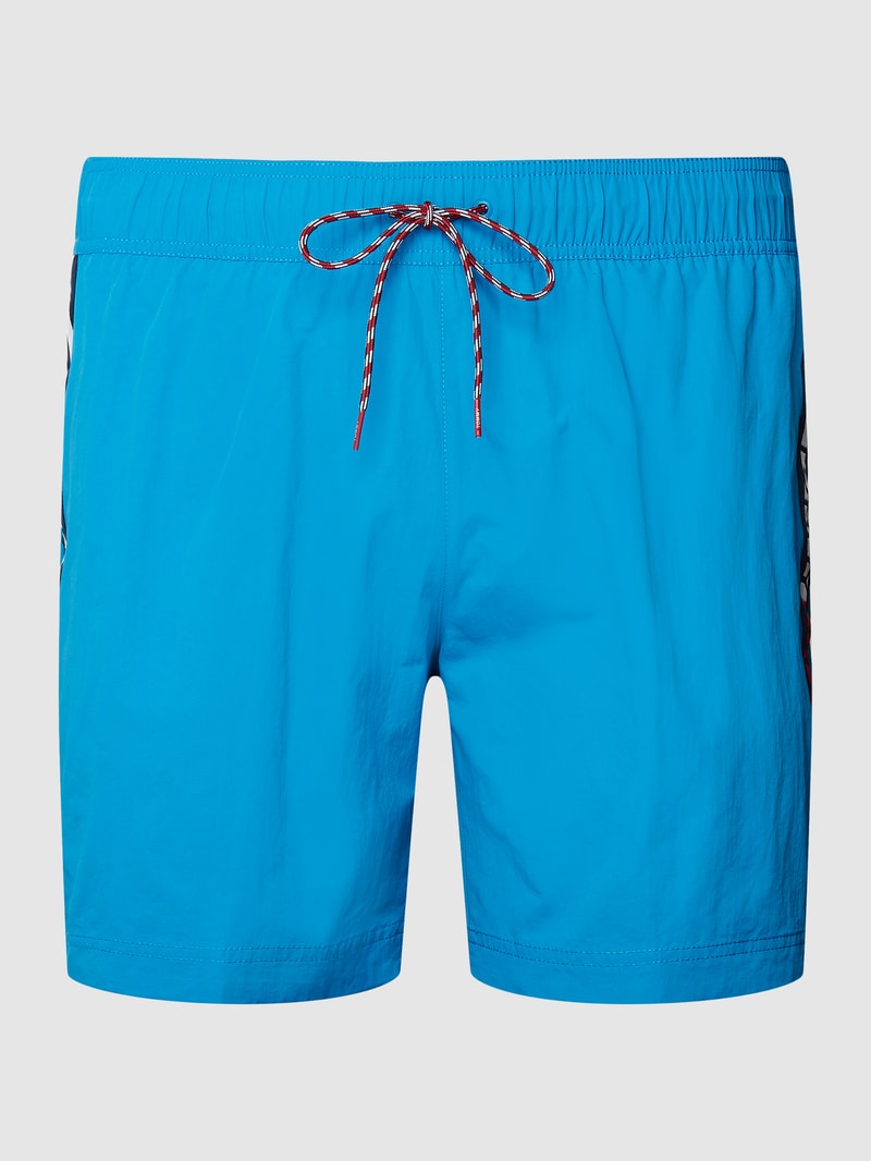 PLUS SIZE Badehose mit Logo-Streifen in türkis