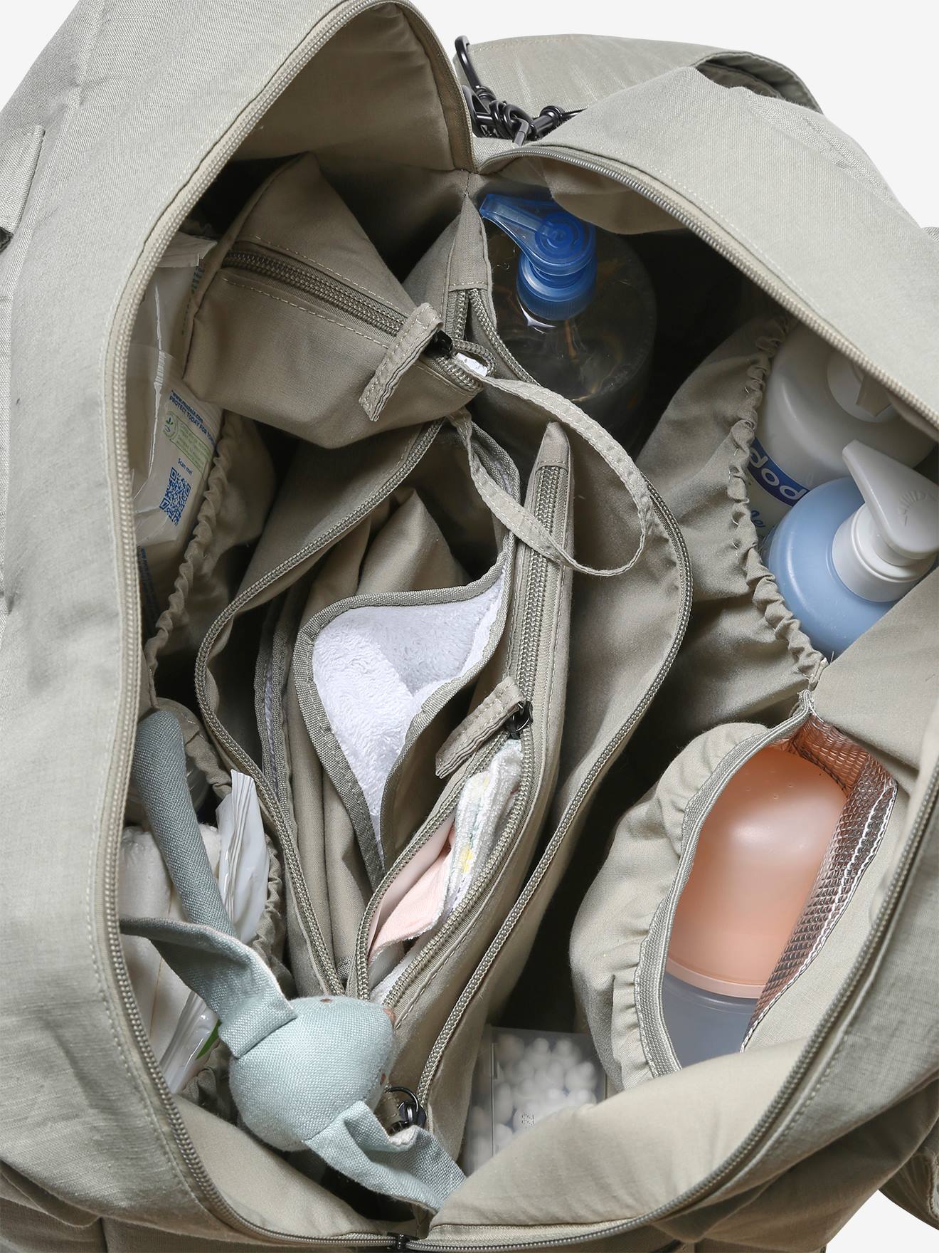 Vertbaudet Wickeltasche BILBAO, Leinen-Mix - khaki