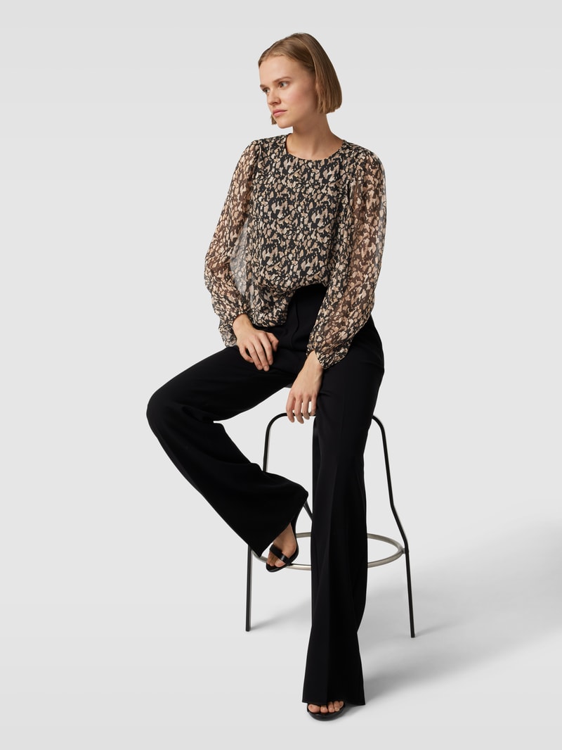 Bluse mit Rundhalsausschnitt Modell 'FALIA' in schwarz