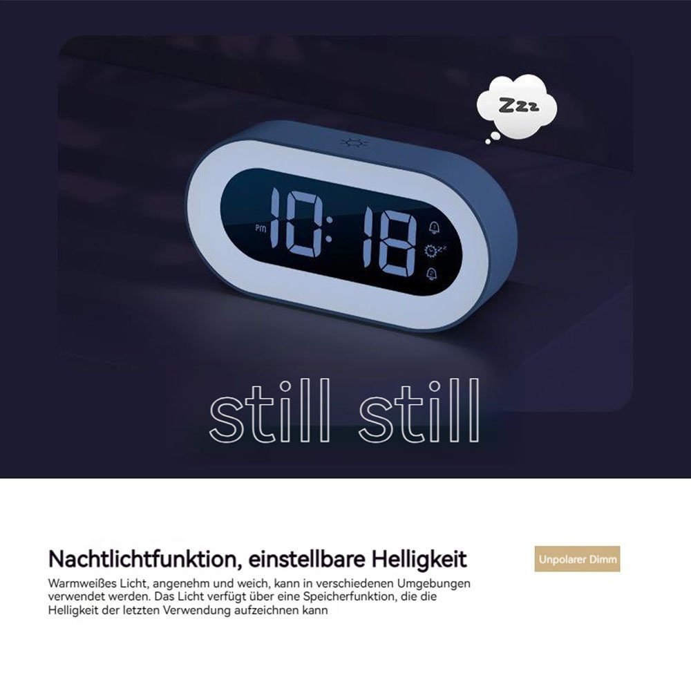 MOUTEN Glockenwecker LED-Wecker, leuchtende elektronische Nachttischuhr