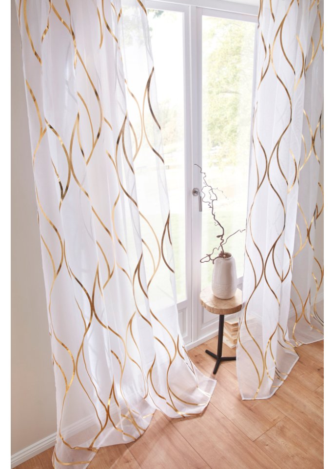 Transparente Gardine mit Glanz Druck (1er Pack)