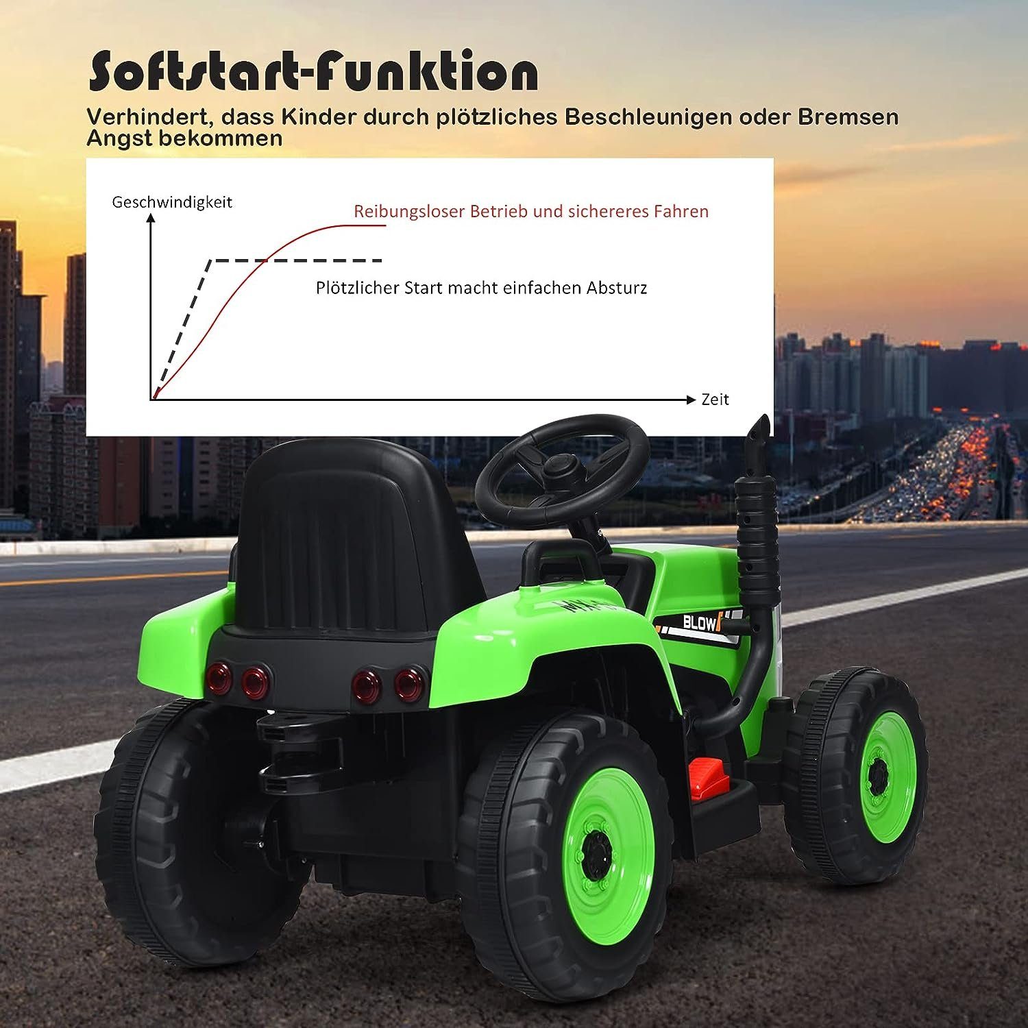 KOMFOTTEU electric children's car tractor, 30 kg load capacity, from 3 years