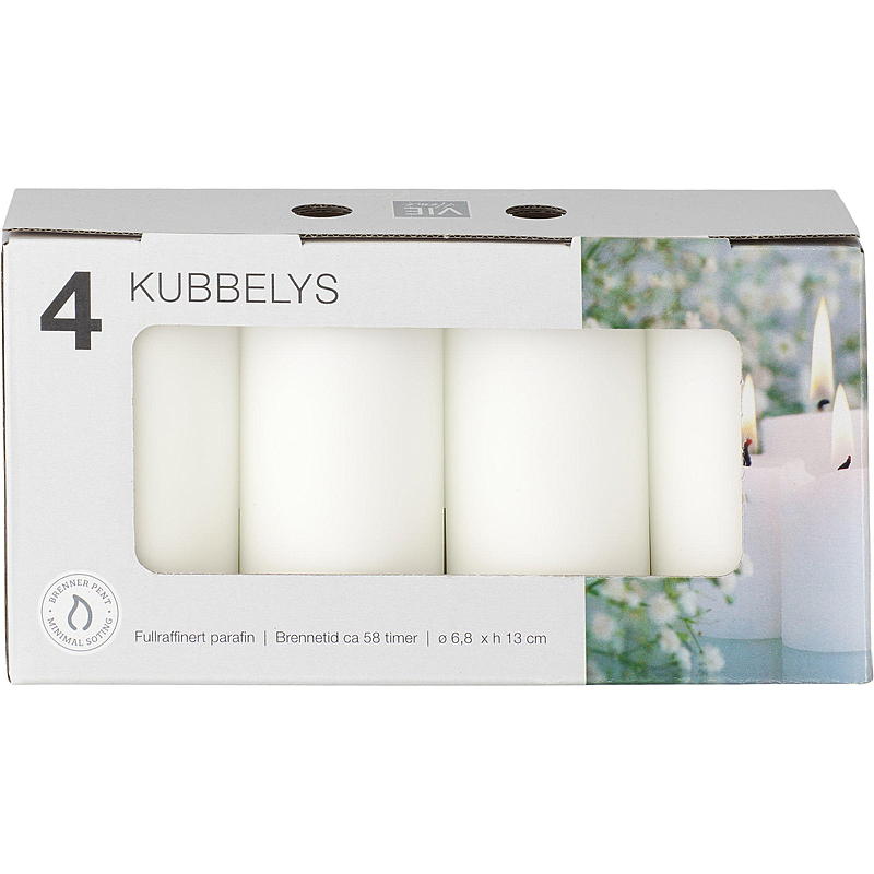 Vie Home Kubbelys 4-pk 6,8x13 cm hvit