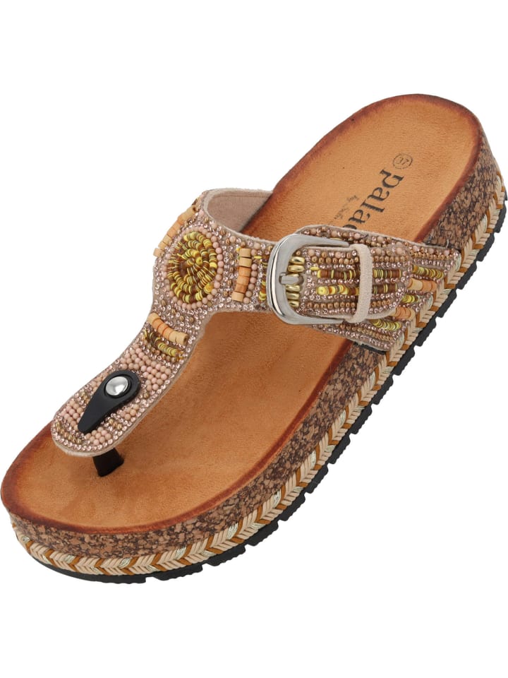 palado Plateau-Pantoletten in Camel strass günstig kaufen