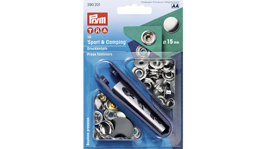 Prym nähfreie Druckknopfe Sport & Camping Messing 15 mm silberfarbig