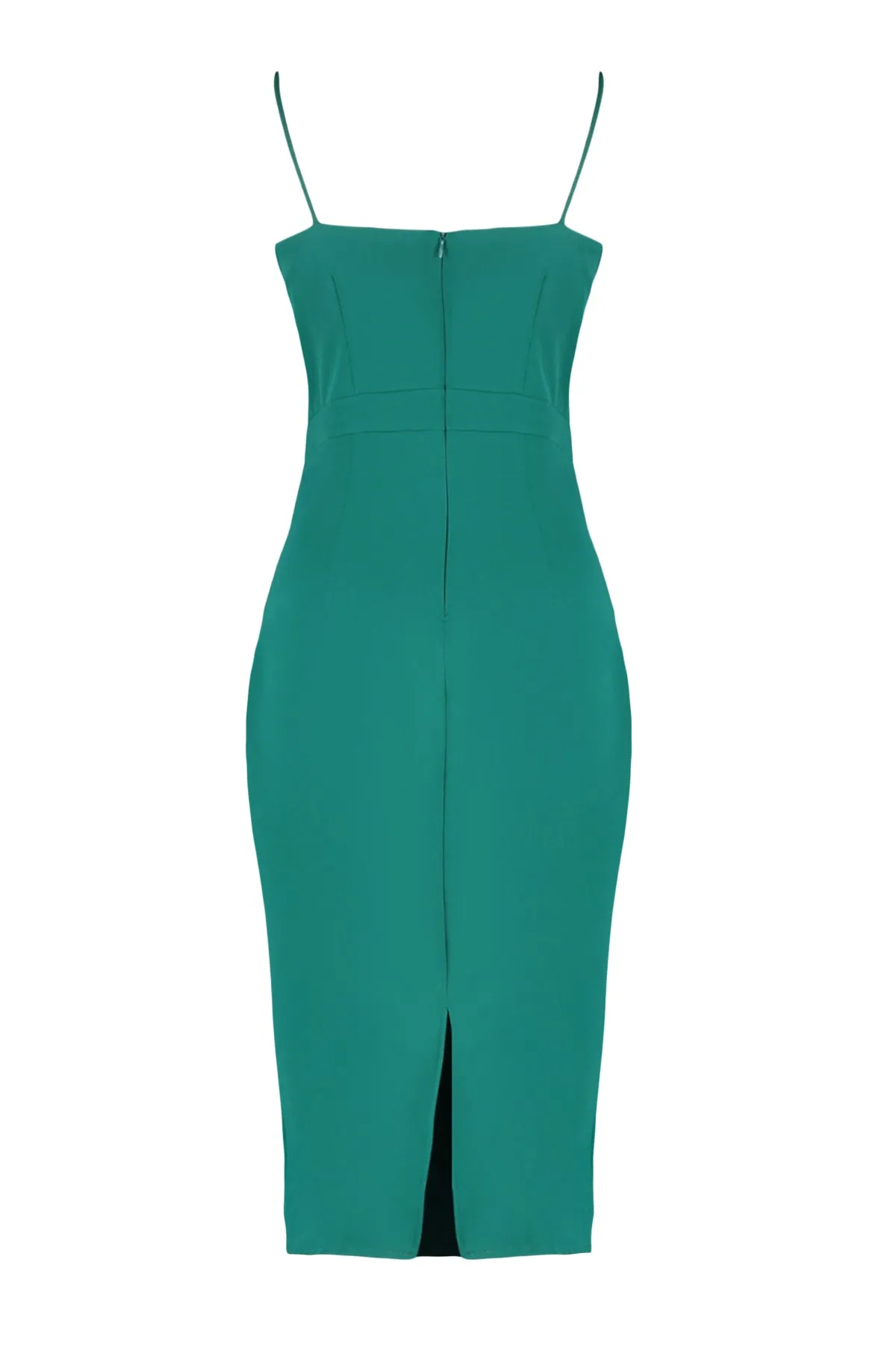 Trendyol Curve  Smaragdgrünes, figurbetontes, asymmetrisch geschnittenes Webkleid TBBSS22AH00039