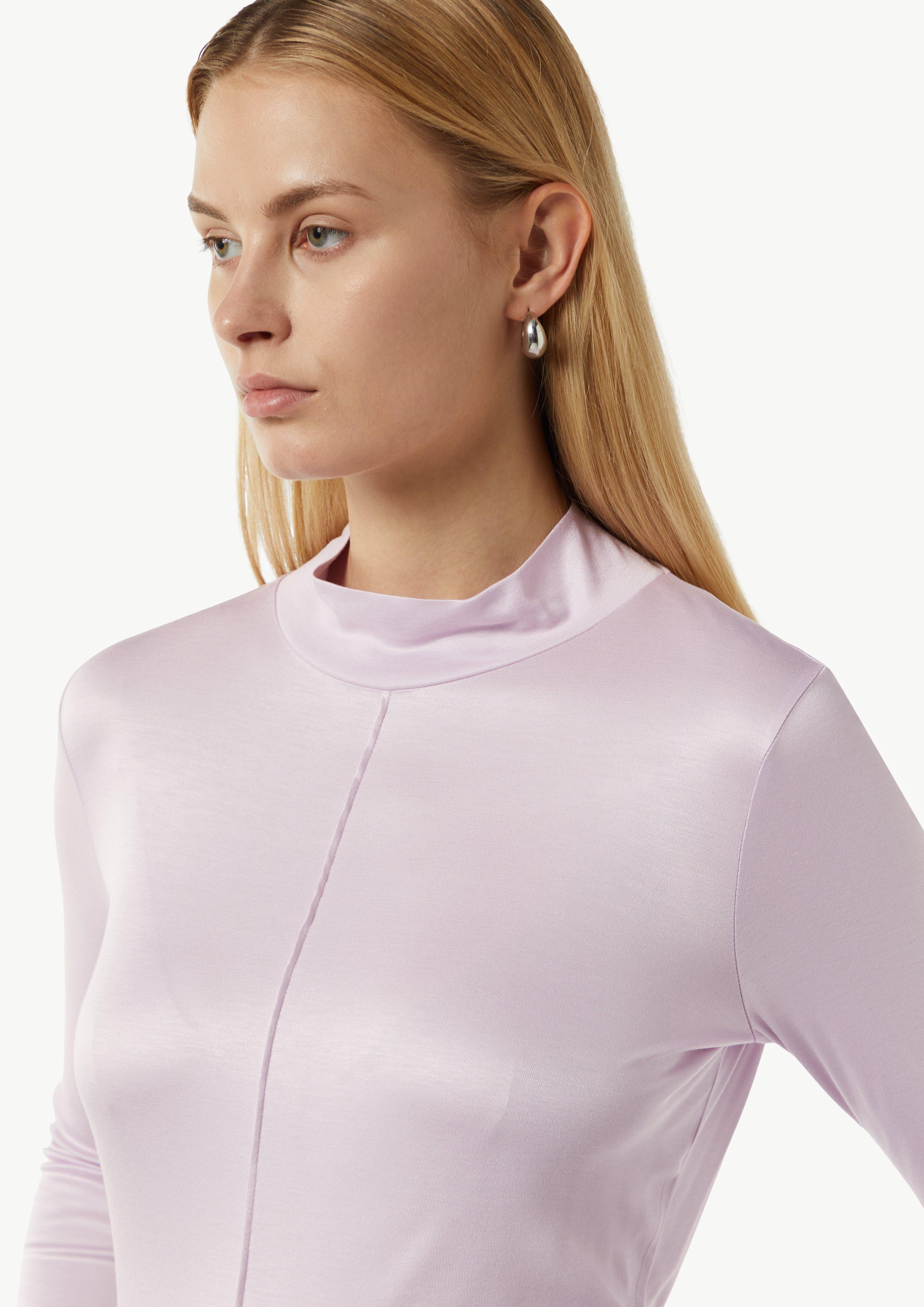 Leicht durchscheinendes Longsleeve mit Stehkragen - flieder