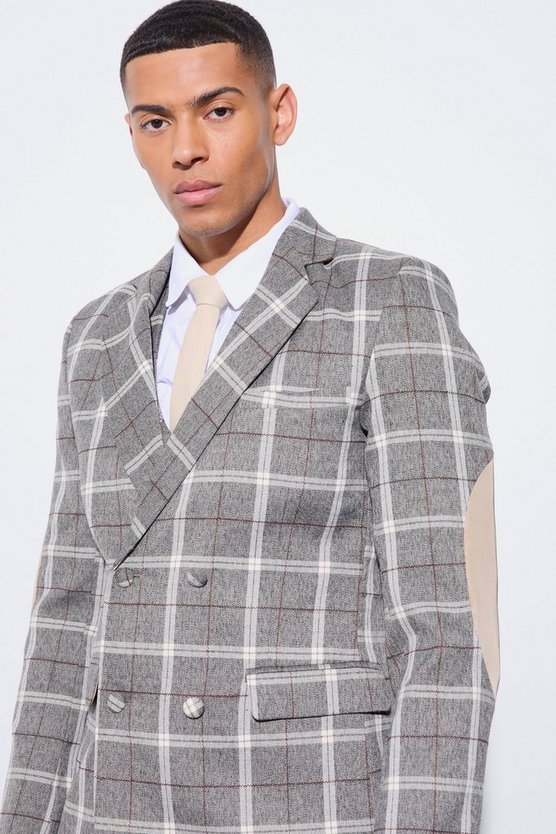 Karierter Blazer mit Fischgrätenmuster