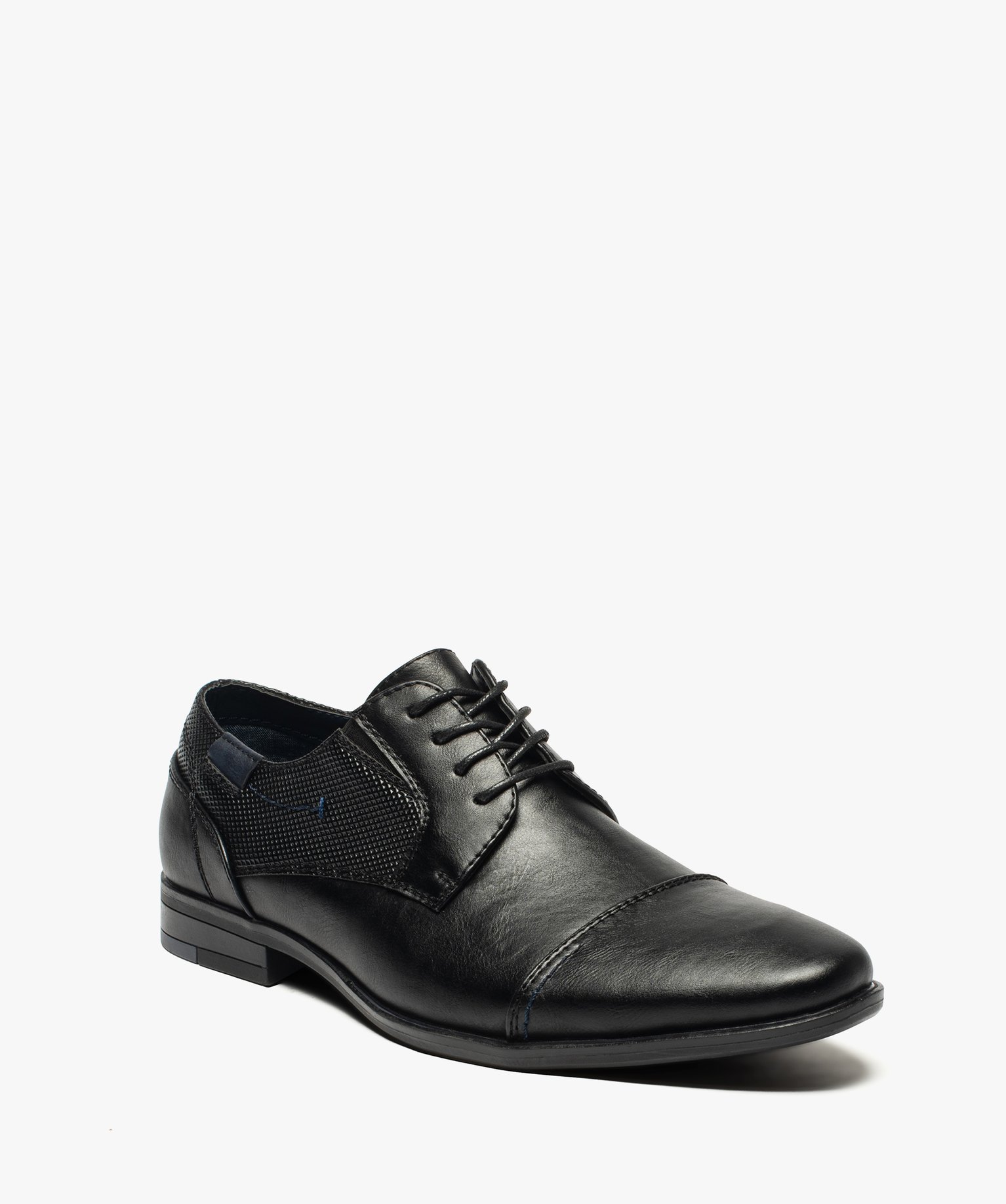 Derbies homme unis à bout droit et surpiqres noir | GEMO