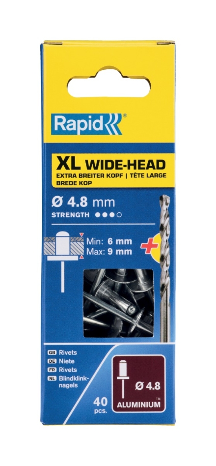 Rapid 5000664 XL τυφλά πριτσίνια Ã 4,8 x 12 mm 40 τεμάχια