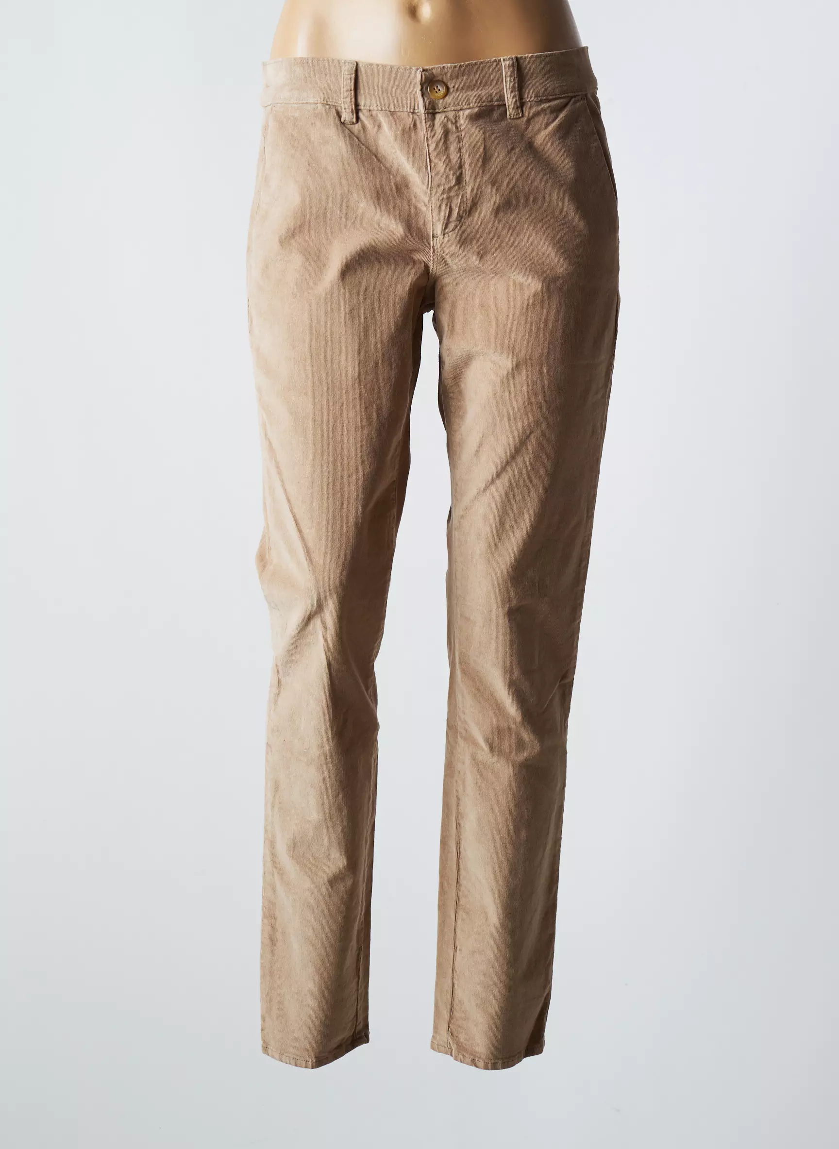 Happy Pantalons Chino Femme couleur beige