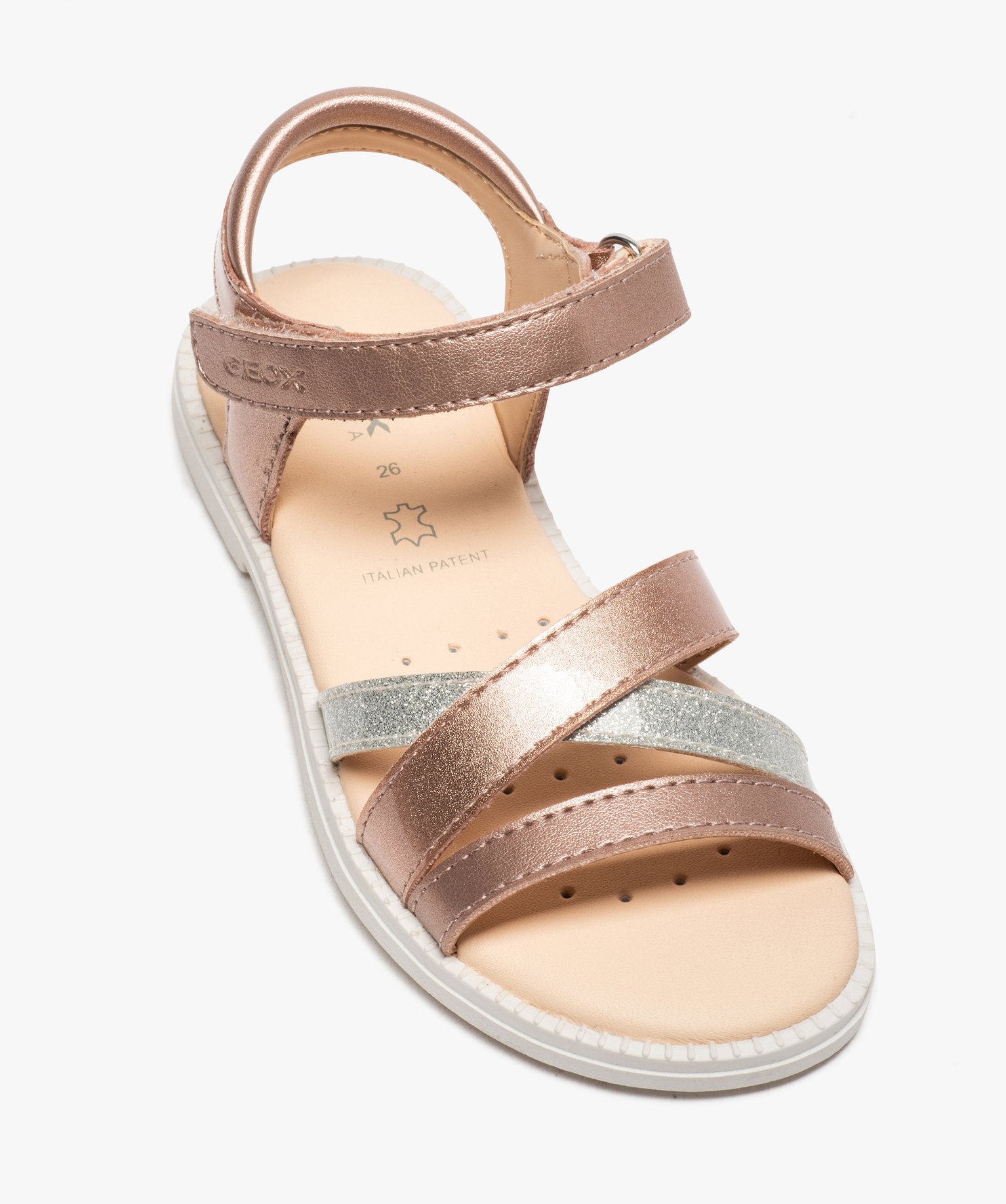 Sandales fille à fines brides métallisées et scratch – ... rose | GEMO