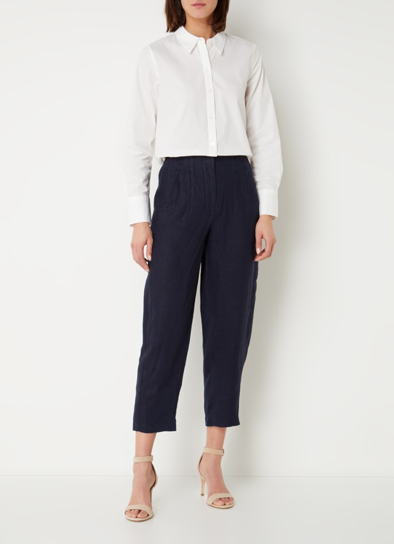 Pantaloni scurți din in cu talie înaltă și croială slim Whistles Barrel