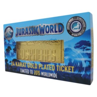 Jurassic World 24k Gold Plated Gyrosphere Collectible Ticket
