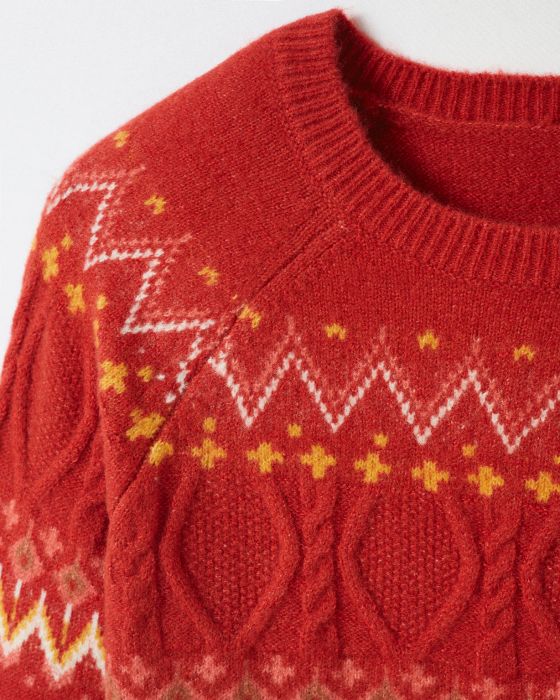 Pull chaud jacquard et torsades Thermolactyl