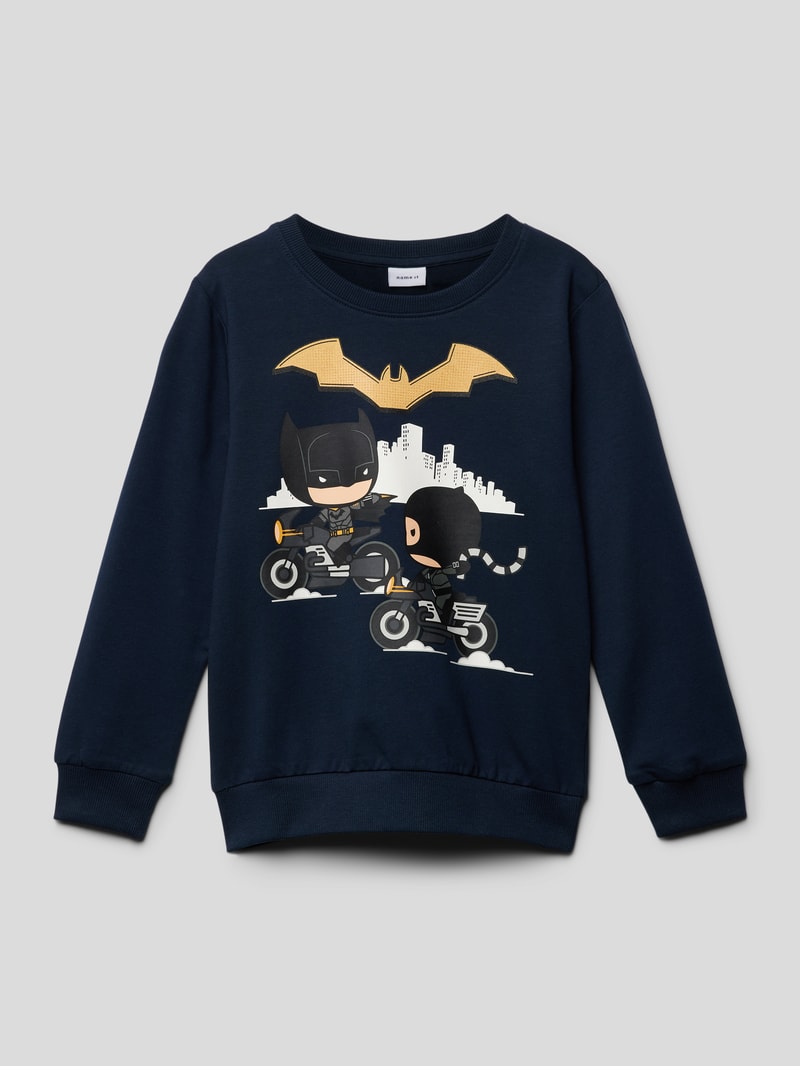 Sweatshirt mit Motiv-Print in blau