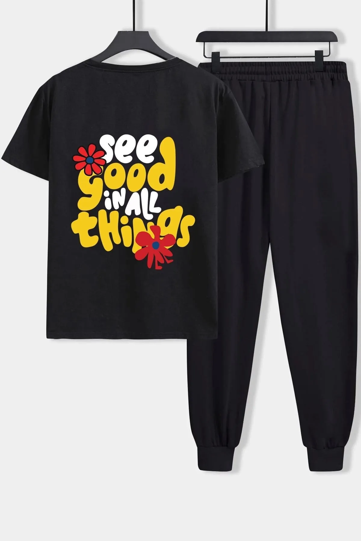 uyguntarz  Bedrucktes Unisex-Trainingsanzug-Set „Good Things“.