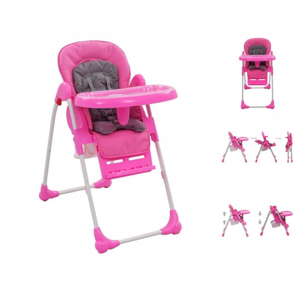vidaXL Kombihochstuhl Babystuhl Hochstuhl Babysitz Kinderstuhl Kunststoff Rosa und Grau mit