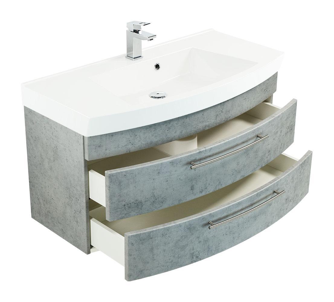 Posseik Badmöbel Luna 100 mit runder Front Beton