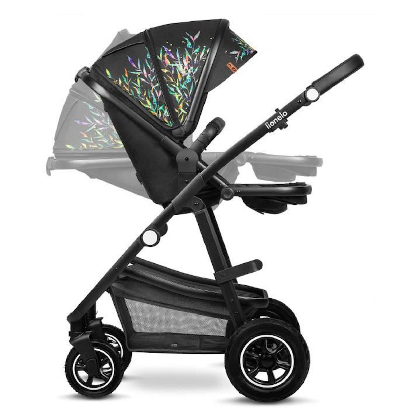 LIONELO Pack duo Poussette 2en1 bébé Amber avec nacelle sac et accessoires