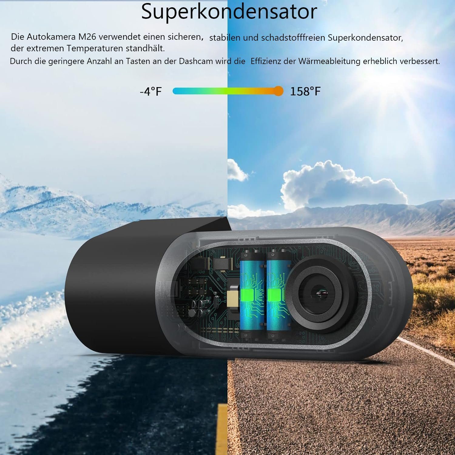 COOAU 1080P WiFi GPS Dual Dashcam Auto mit Infrarot-Nachtsicht & 2 SD Karte Dashcam (FHD, WLAN (Wi-Fi), Mini-Auto-Front-Center-Kamera-Recorder mit Superkondensator,G-Sensor, WDR, Loop-Aufnahme, Parkmonitor,150° Weitwinkel,App-Steuerung)