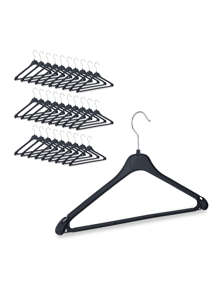 relaxdays 30er Set: Kleiderbügel Basic in Schwarz günstig kaufen onesize