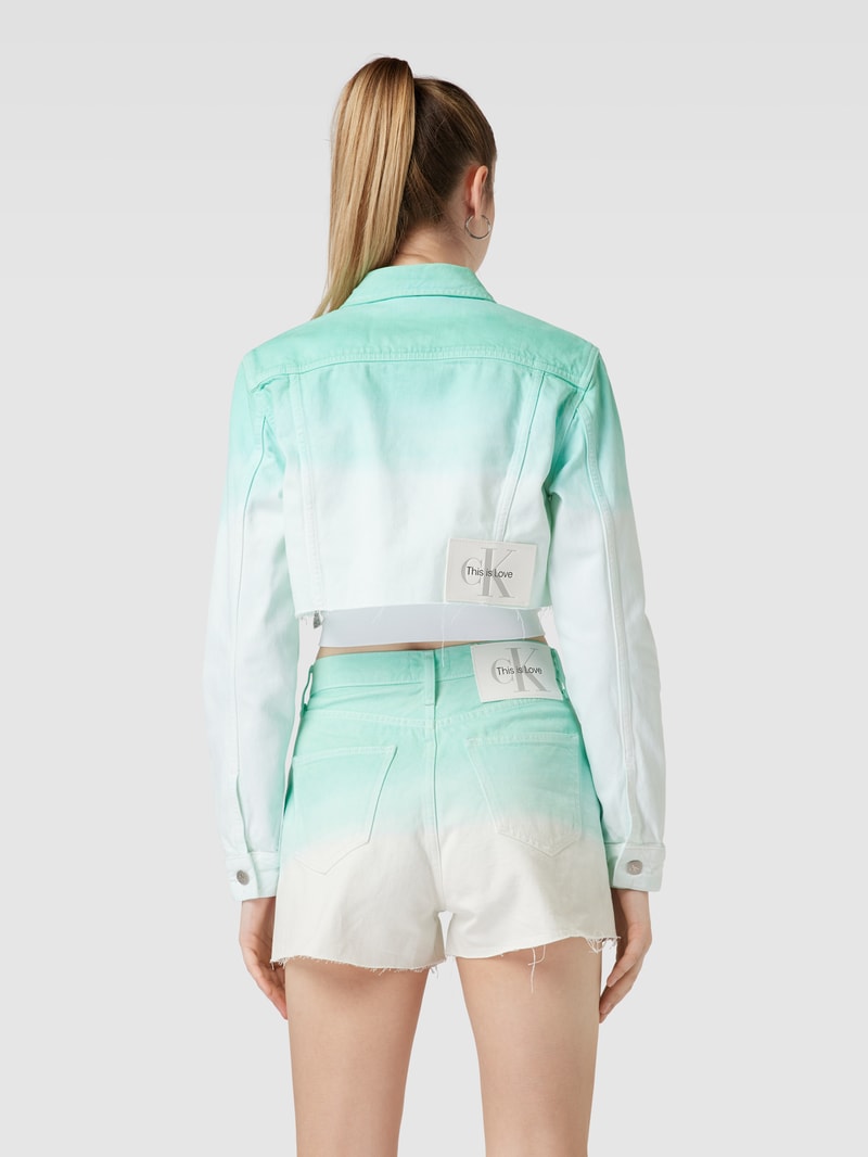 Cropped Jeansjacke mit Label-Detail Modell 'EXTREME' in hellblau
