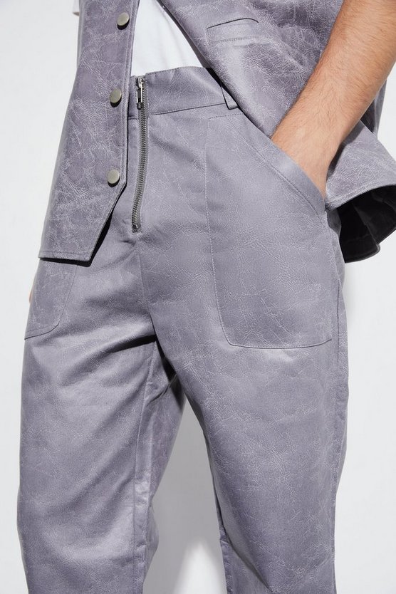 Vintage PU-Anzughose mit geradem Bein