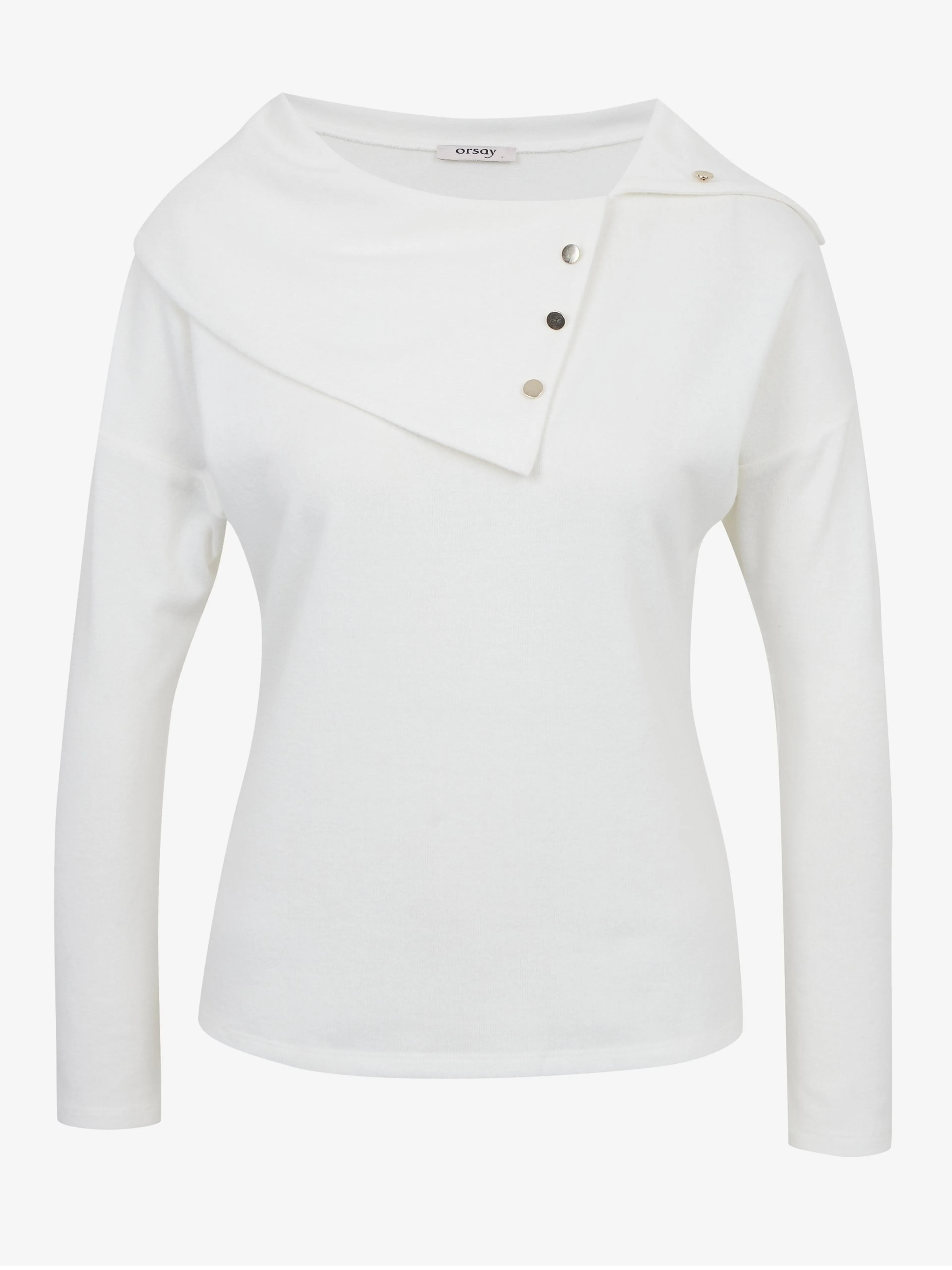 Weißes Damen-T-Shirt mit dekorativen Details ORSAY