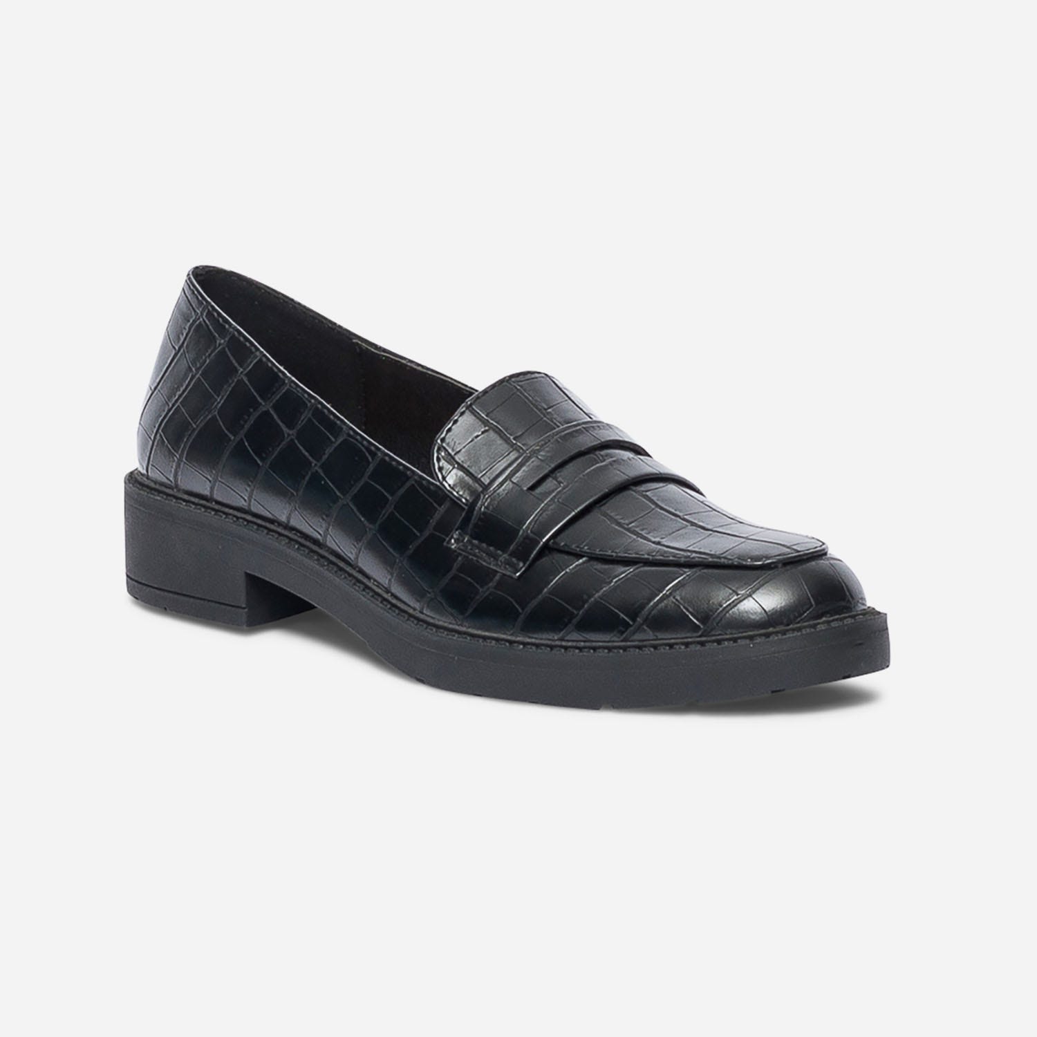 Mocassin TEXTO noir effet croco