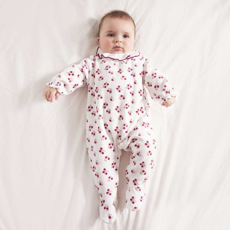 Dors-bien velours fleuri et gilet blanc naissance