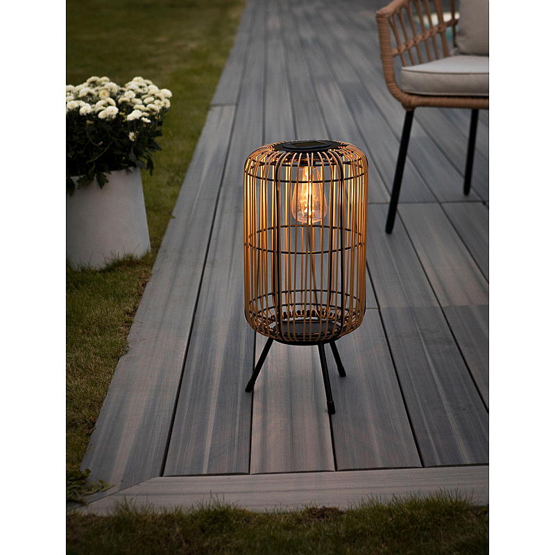 Home Lykt solcelle 22x45,5 cm rattan natur