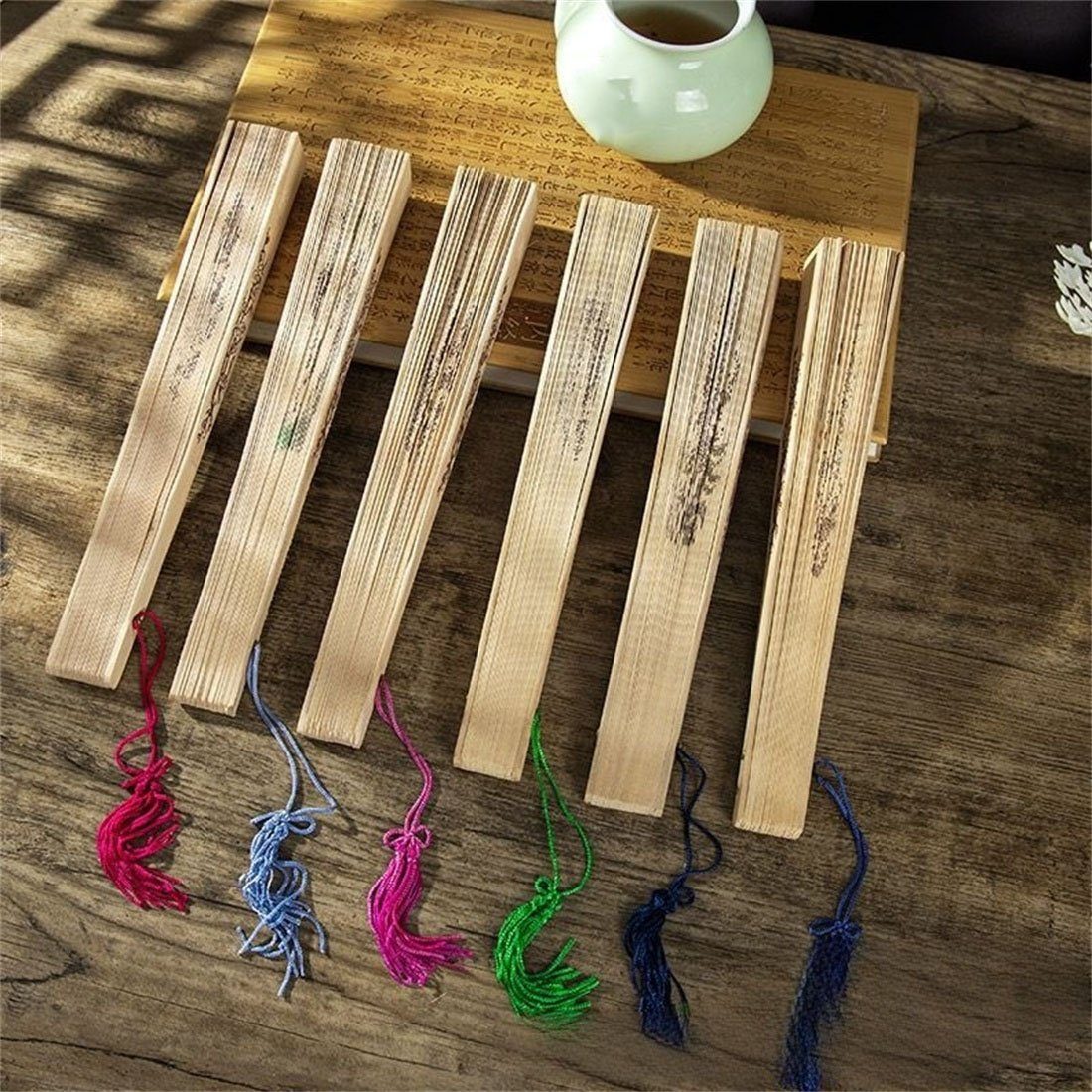 DÖRÖY Handfächer Pflaumenblüten-Handfächer, Holz-Klappfächer, Klassischer Tanzfächer