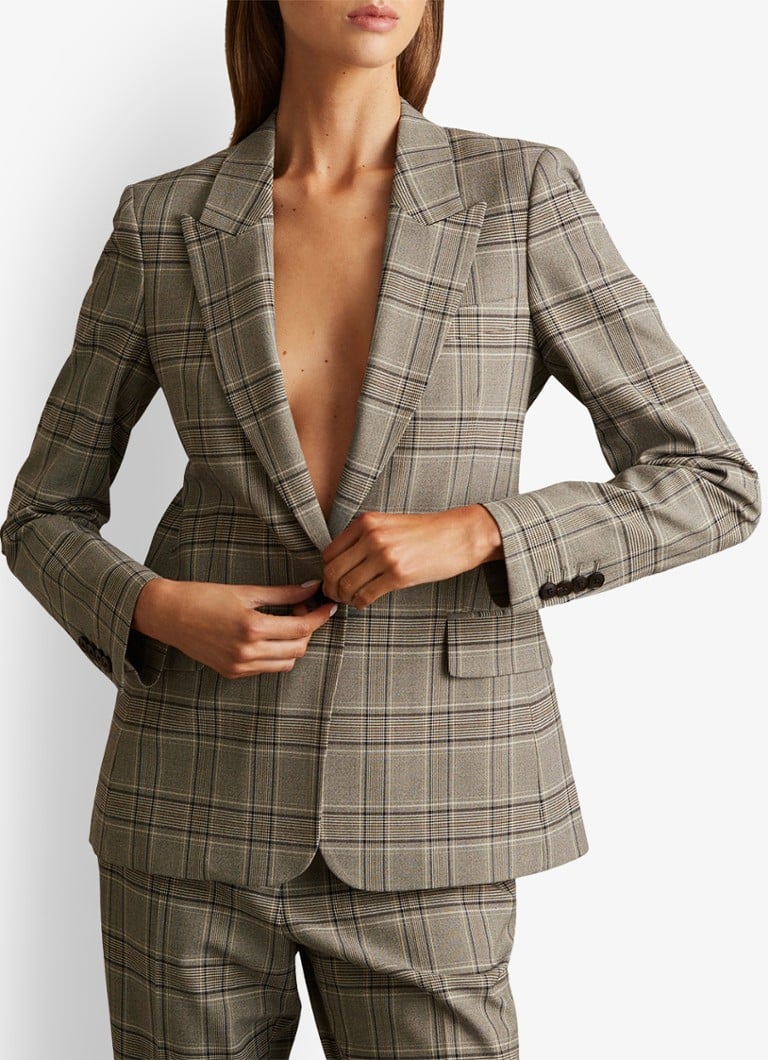 Reiss Tamy blazer with check pattern and flap pockets
