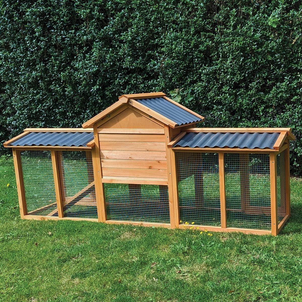 Zoo-XXL Kleintierstall Kaninchenstall Picasso Natur mit PVC Welldach