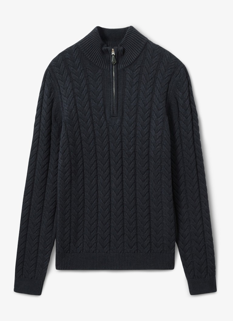 Reiss Tamworth cable-knit shipper sweater in wool blend