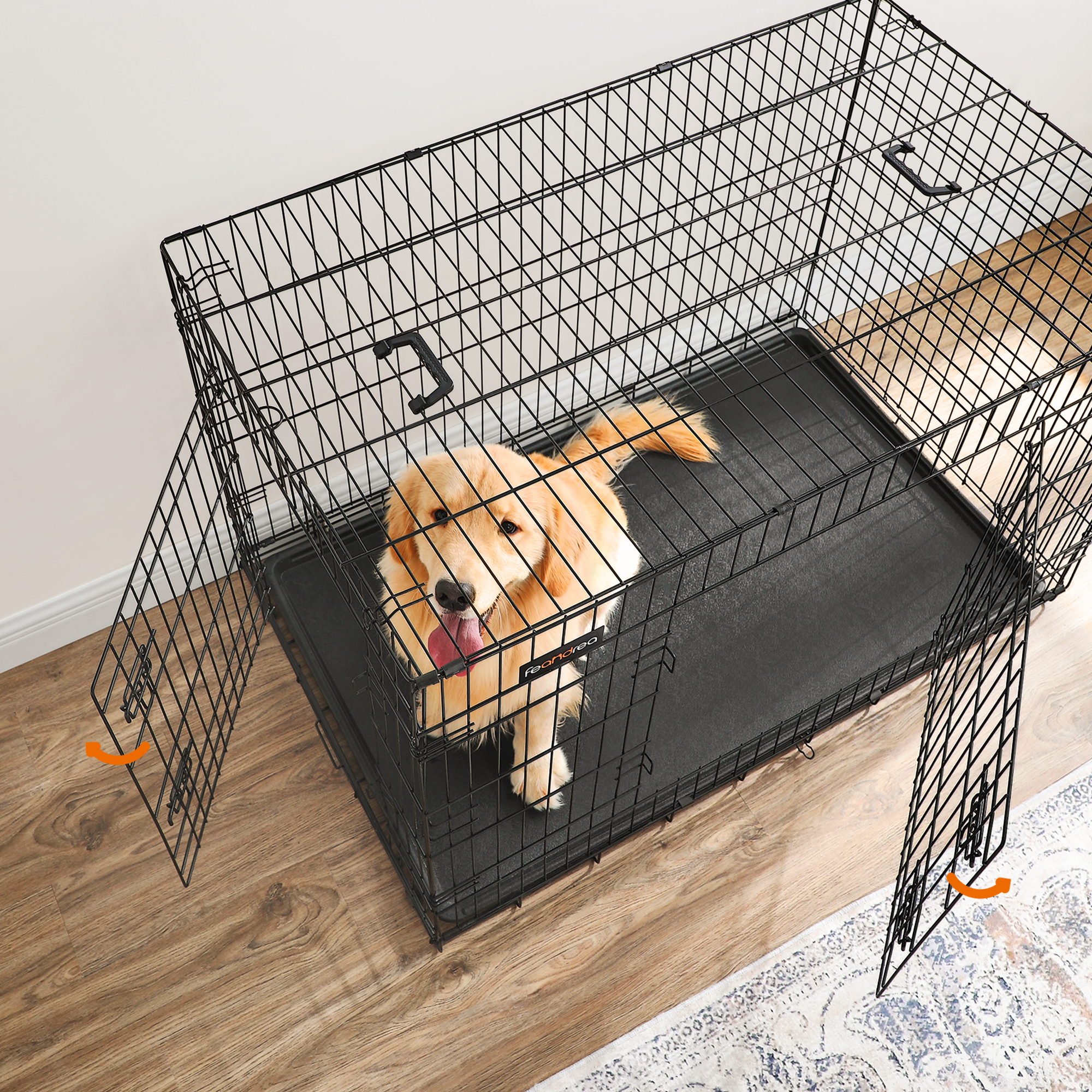 FEANDREA Transportboxen & Gitterboxen FEANDREA S-XXL Hundekäfig mit 2 Türen 1,22 m, 74,5 cm, 80,5 cm