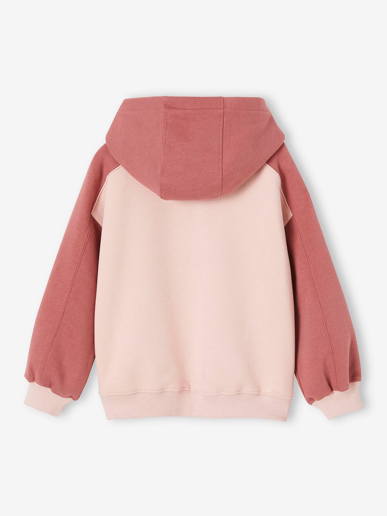 Sweat à capuche fantaisie fille rose poudré