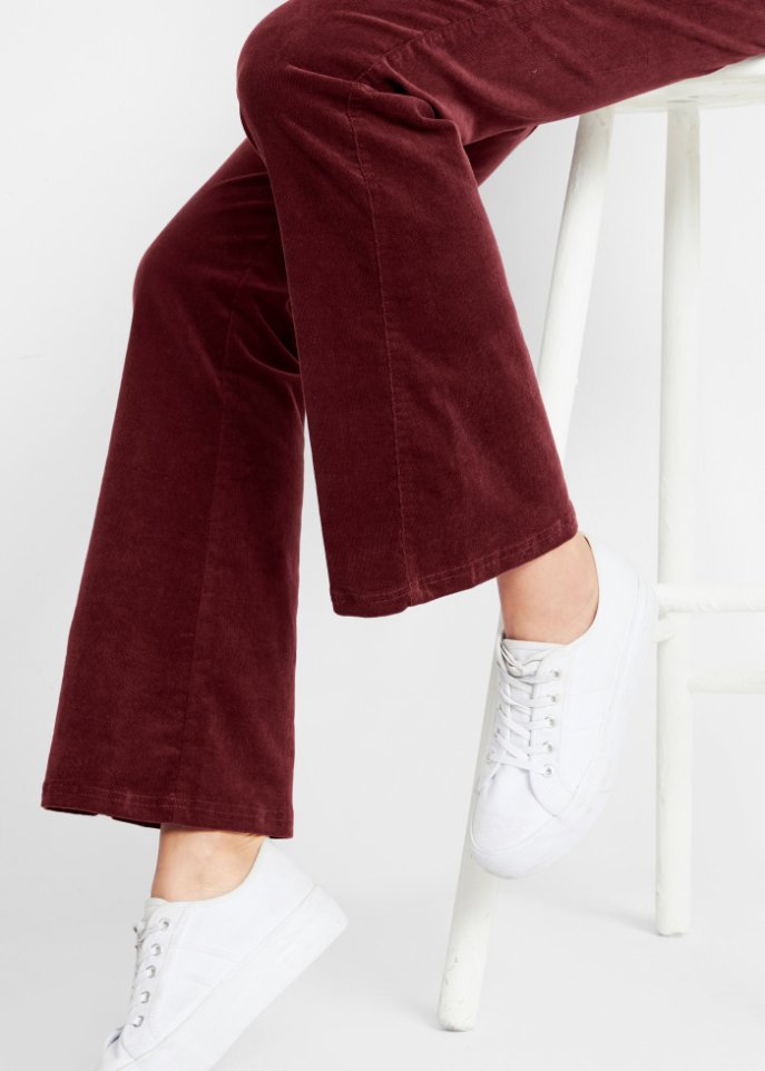 Stretch-Cord-Schlaghose mit High-Waist-Bequembund