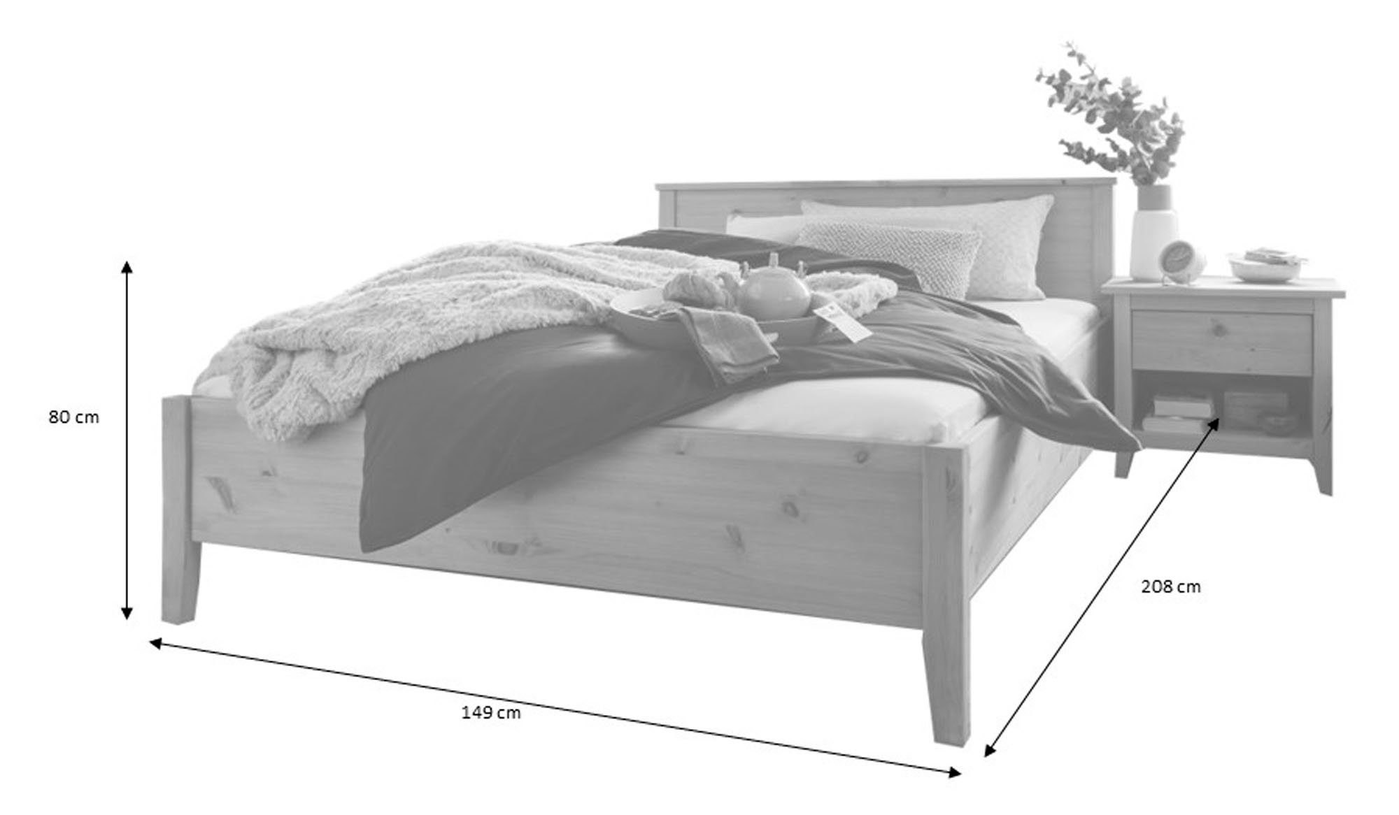 Lüttenhütt Massivholzbett Solvita, Doppelbett in verschiedenen Größen, Kiefer massiv