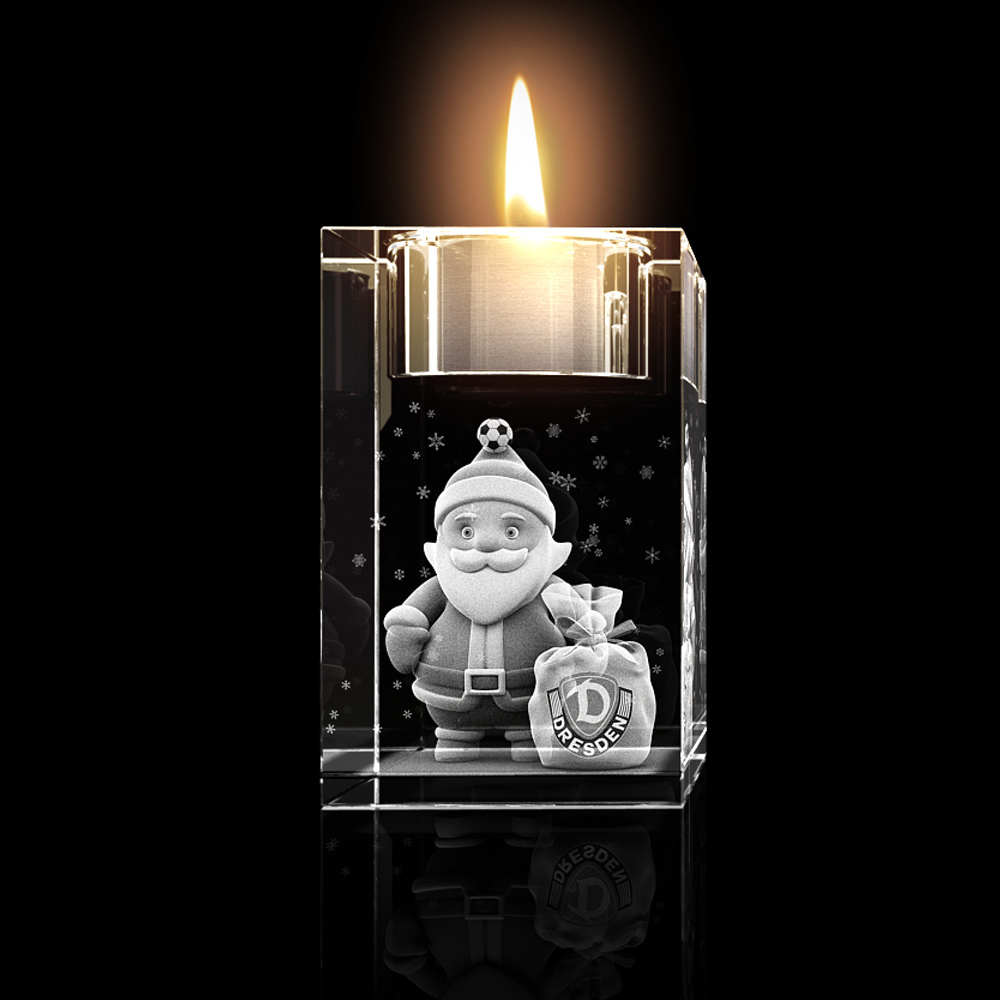 Glas Teelichthalter Dynamo-Weihnachtsmann