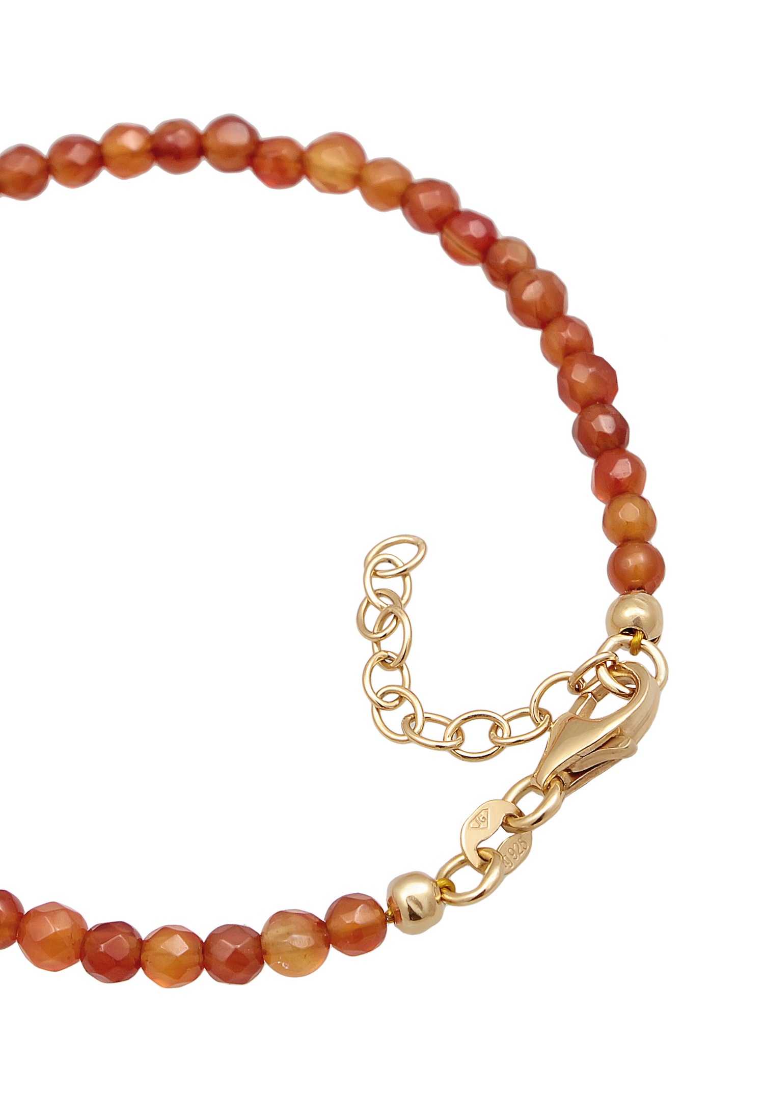 Collar Elli para mujer con cuentas brillantes y bolitas de ágata marrón en plata de ley 925 chapada en oro.