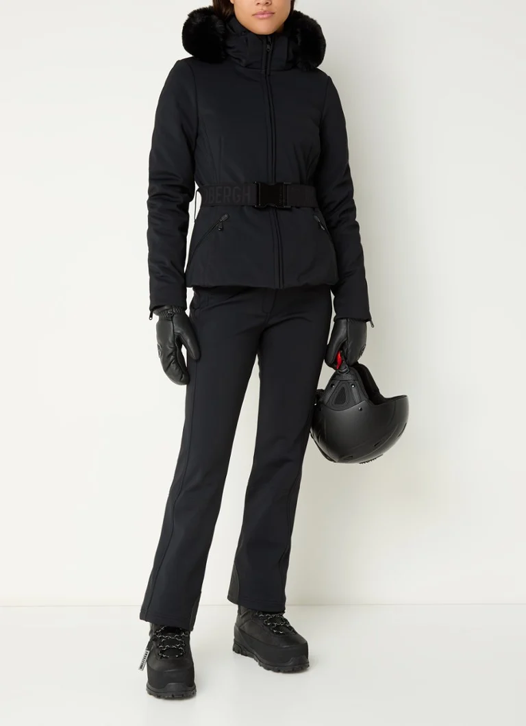 Jachetă de schi softshell Goldbergh Hida cu garnitură detașabilă din blană artificială și curea.