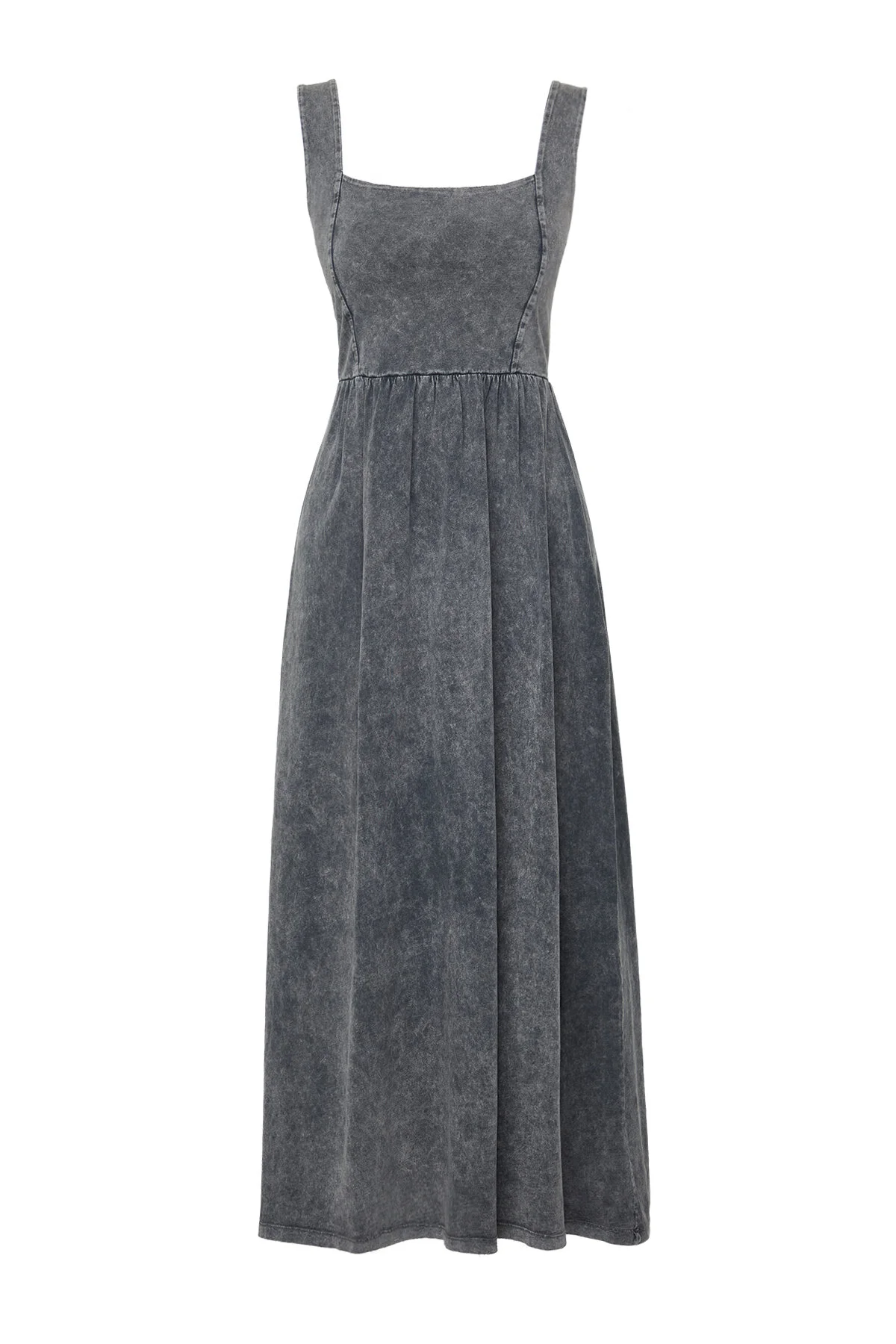 Trendyol Collection  Anthrazit Antik Skater Quadratischer Kragen Null Ärmel Gestricktes Maxi Kleid TWOSS24EL00586