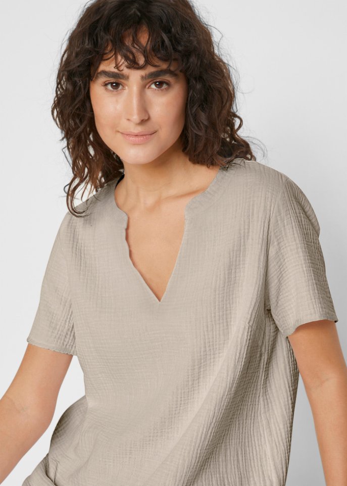 Musselin Long-Tunika, kurzarm