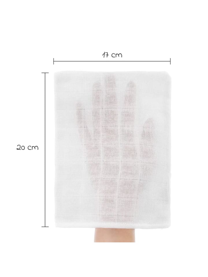 Makian Mull-Waschhandschuh 10er Pack - Weiß in weiss günstig kaufen onesize