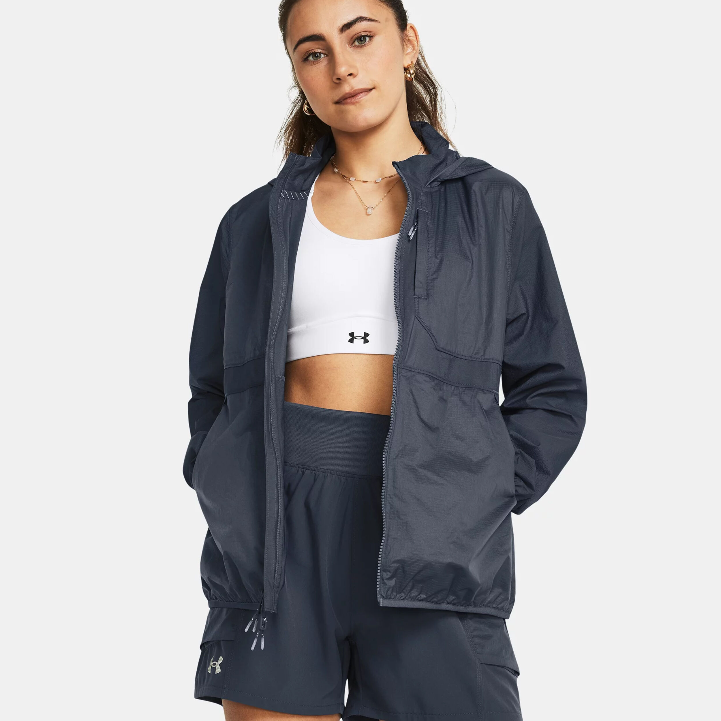 Run Trail Laufjacke Damen - Grau, Grün