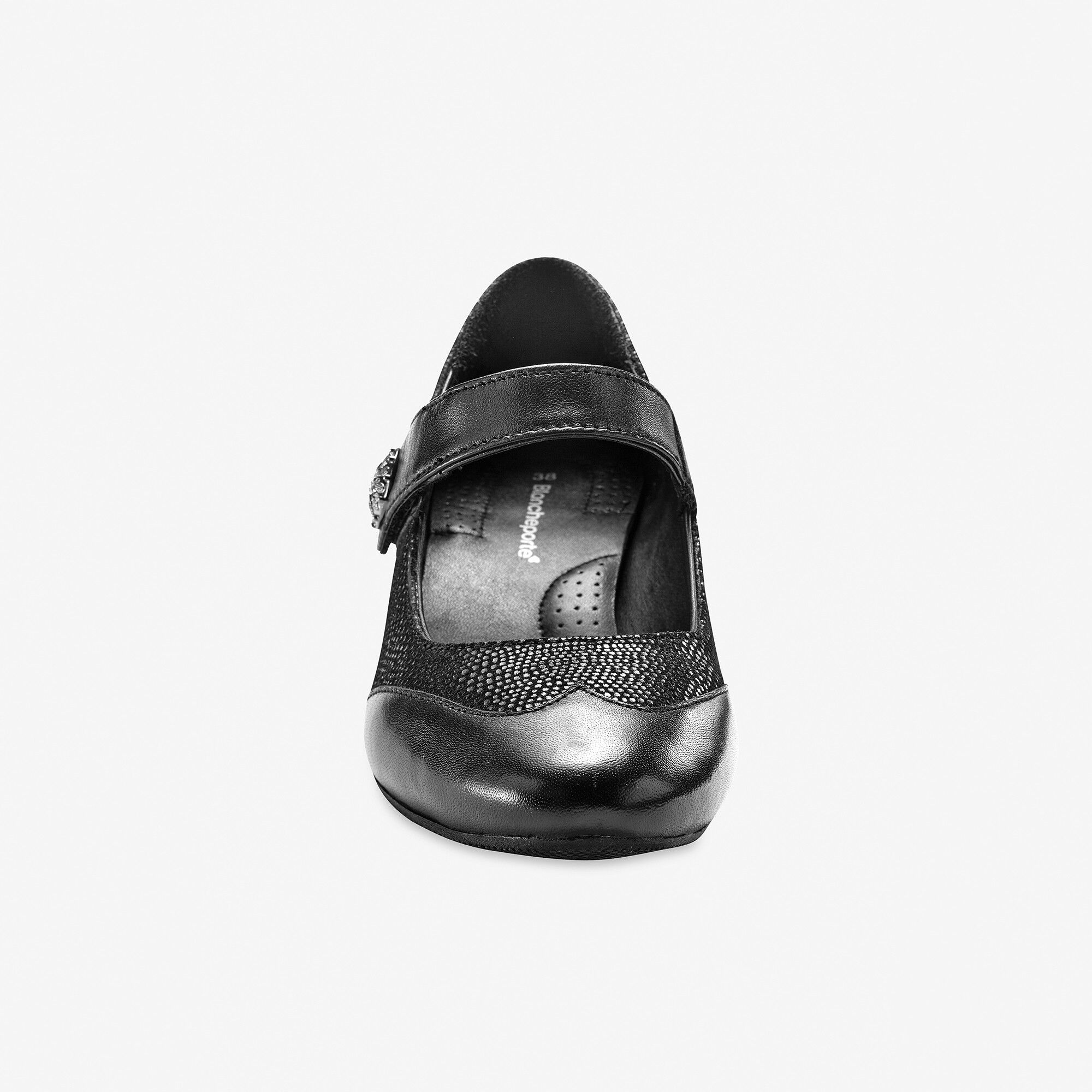 Babies en cuir à talon, largeur confort