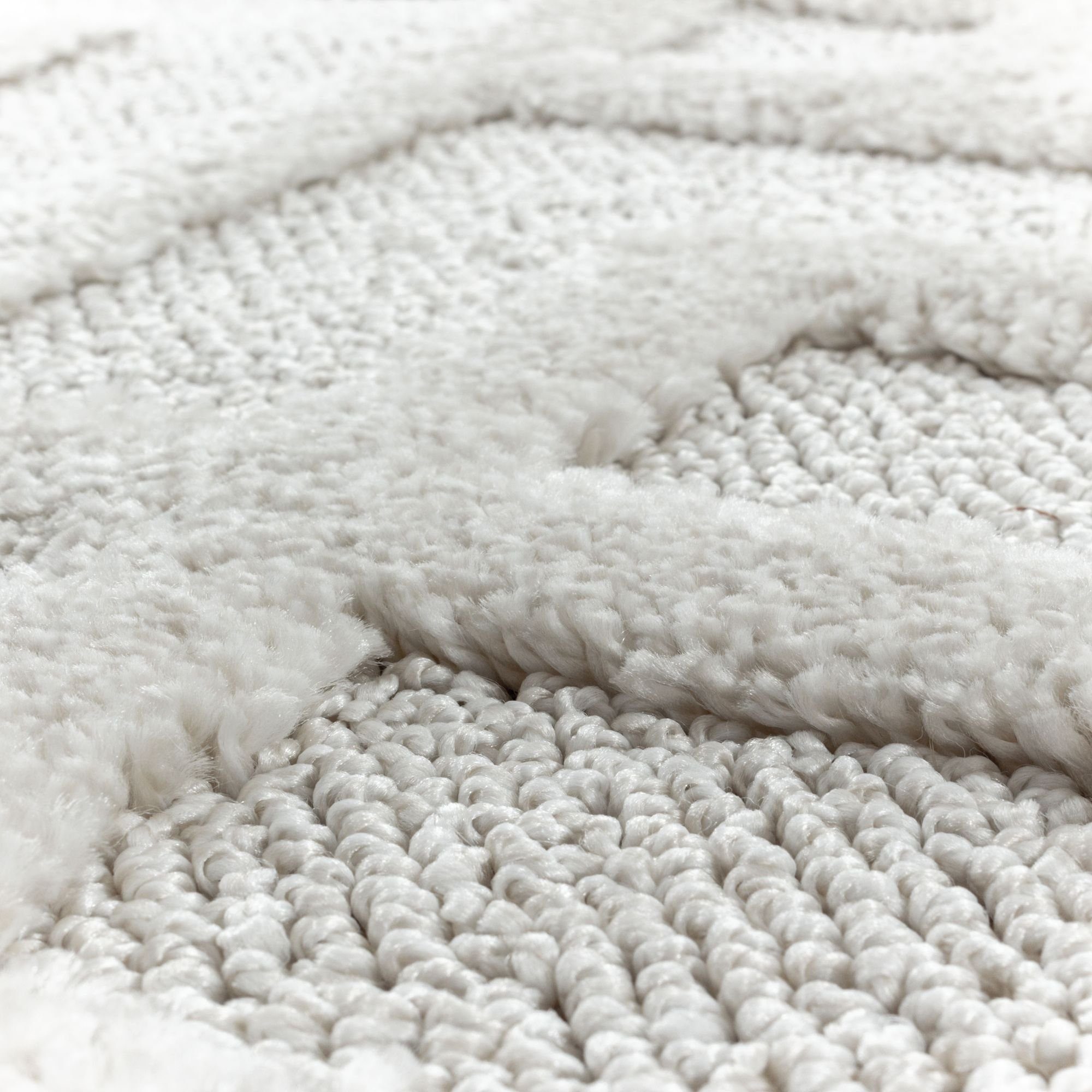 Hochflor-Teppich Geometrisch Design, Carpetsale24, Läufer, Höhe: 20 mm, Teppich Wohnzimmer Boho Design 3D Optik Skandinavische Stil
